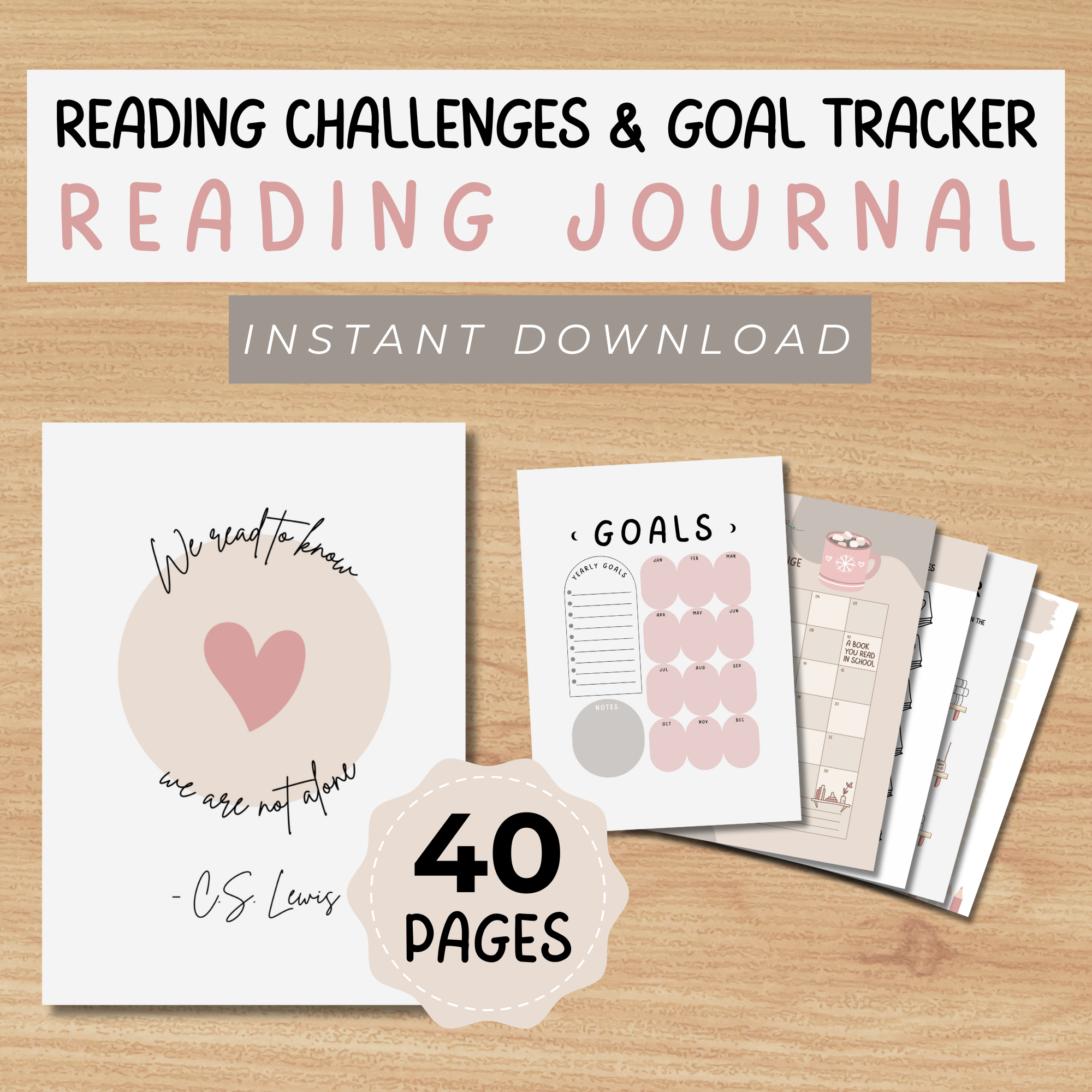 We Read to Know We Are Not Alone: Reading Journal | Digital
